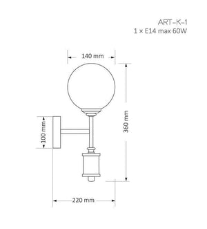 Aplica ARTU GLASS ART-K-1(Z)G - Lucente