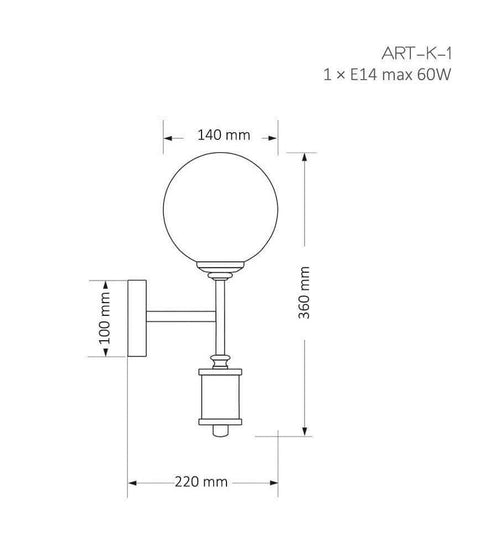 Aplica ARTU GLASS ART-K-1(Z)G - Lucente